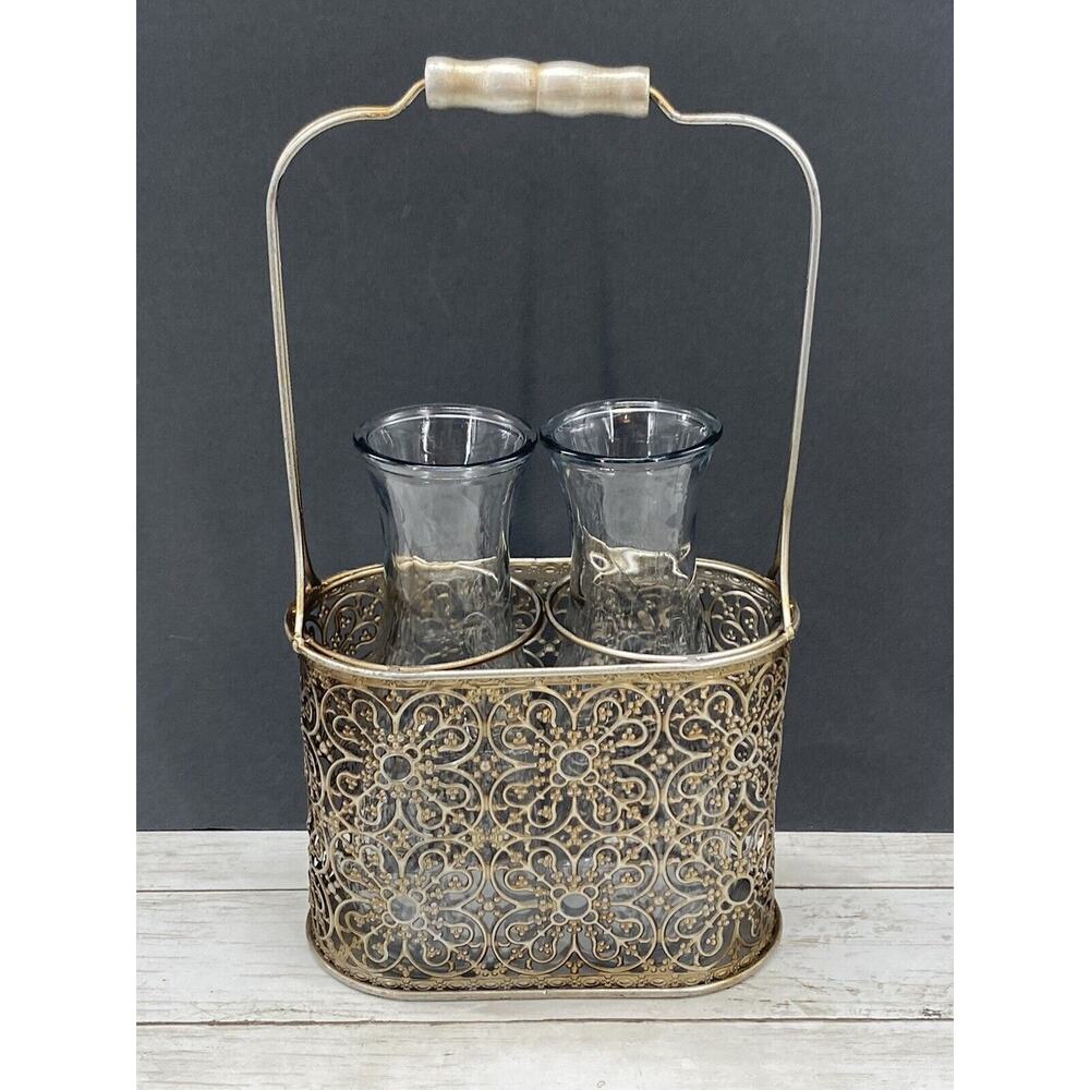 Vintage Half Liter Glass Decanter Carafes Wine/Milk Bottles Jugs In Carrier